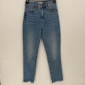Madewell The Perfect Vintage Jean Women High rise Blue Denim Raw Hem Size 23
